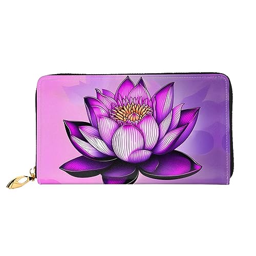 STejar Purple Lotus Damen-Geldbörse, Leder, große Kapazität, Clutch, Handy-Clutch, Kreditkartenhalter, Schwarz, Einheitsgröße, modern, Schwarz , Einheitsgröße, Modern von STejar