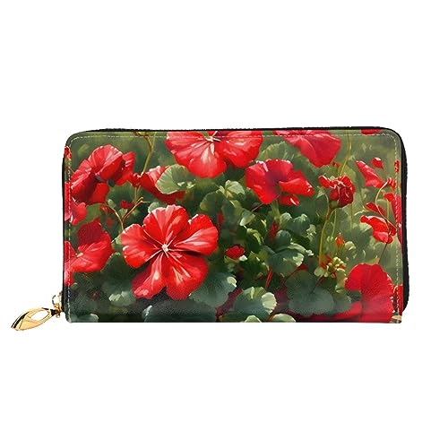 STejar Red Geraniums Damen-Geldbörse, Leder, große Kapazität, Clutch, Handy-Clutch, Kreditkartenhalter, Schwarz, Einheitsgröße, modern, Schwarz , Einheitsgröße, Modern von STejar