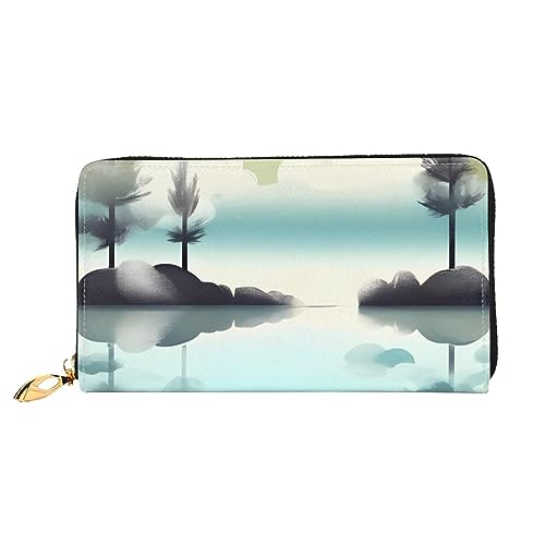 STejar Tranquil Lakes Damen-Geldbörse, Leder, große Kapazität, Clutch, Handy-Clutch, Kreditkartenhalter, Schwarz, Einheitsgröße, modern, Schwarz , Einheitsgröße, Modern von STejar