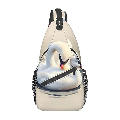 Süße kleine Schwan-Rucksäcke, Brusttaschen für Damen und Herren, Crossbody-Taschen, Wandern, modische Schultertaschen, Outdoor-Sport, Schwarz, Einheitsgröße, Kreuz-Brusttasche diagonal von STejar