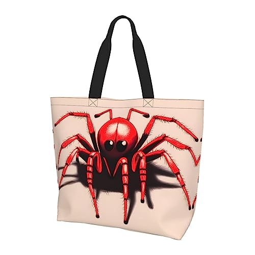 Süße kleine rote Spinne Damen-Schultertasche mit großem Fassungsvermögen, geeignet für den täglichen Gebrauch, Reisen, Einkaufen, Schule und Arbeit, Schwarz, Einheitsgröße von STejar