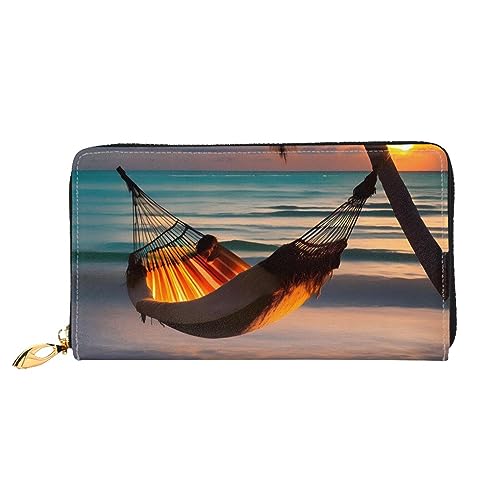 Sunset Beach Hammock Damen-Geldbörse, Leder, große Kapazität, Clutch, Handy-Clutch, Kreditkartenhalter, Schwarz, Einheitsgröße, modern, Schwarz , Einheitsgröße, Modern von STejar