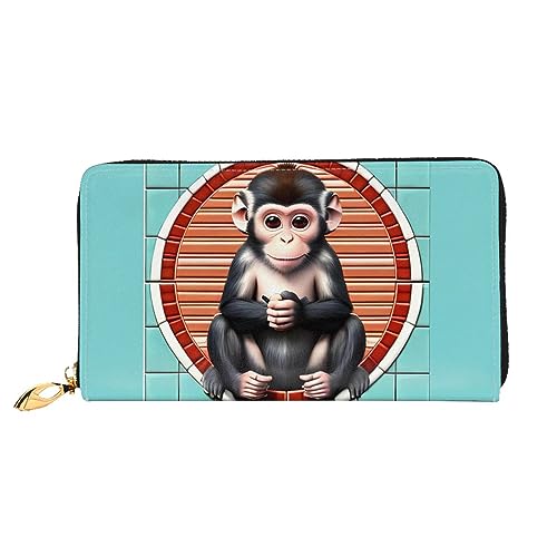 The Silent Monkey Damen-Geldbörse, Leder, große Kapazität, Clutch, Handy-Clutch, Kreditkartenhalter, Schwarz, Einheitsgröße, modern, Schwarz , Einheitsgröße, Modern von STejar