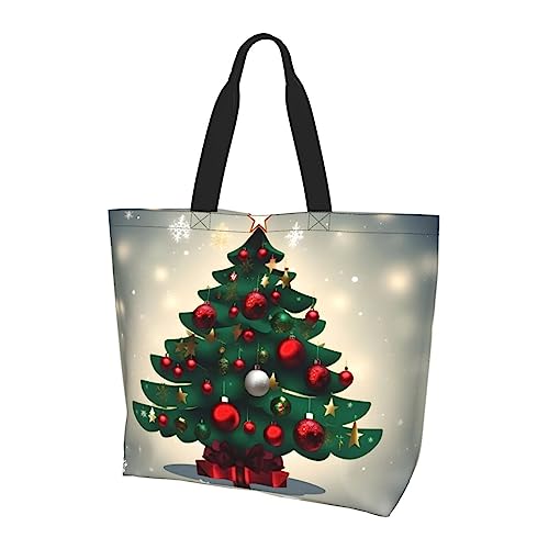 Weihnachts-Geschenk-Baum-Damen-Schultertasche mit großem Fassungsvermögen, geeignet für den täglichen Gebrauch, Reisen, Einkaufen, Schule und Arbeit, Schwarz, Einheitsgröße von STejar
