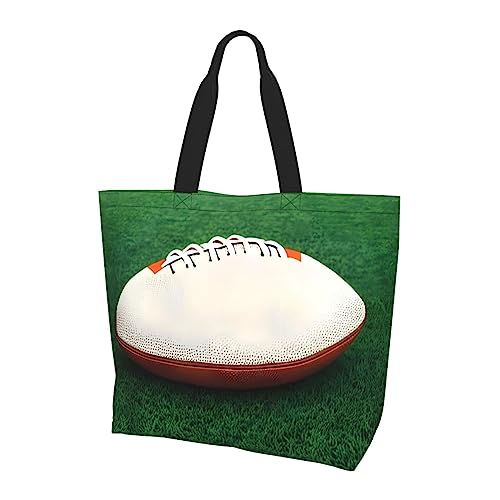 Weiße Rugbyball-Damen-Schultertasche mit großem Fassungsvermögen, geeignet für den täglichen Gebrauch, Reisen, Einkaufen, Schule und Arbeit, Schwarz, Einheitsgröße von STejar