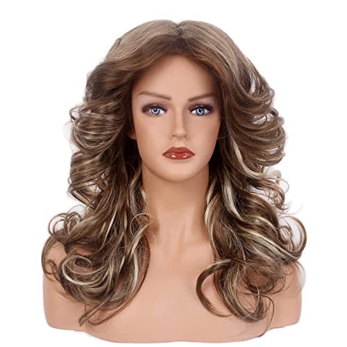 STfantasy 70er Federperücke Disco Kostüm Blond Damen Natur Party Mode Accessoires… (Braunes Highlight) von STfantasy