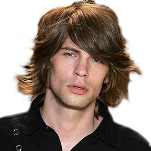 STfantasy Braun Short Man Perücke Layered Wave Perücken für Männer Cosplay Kostüm Party Anime Men Wigs (braun) von STfantasy