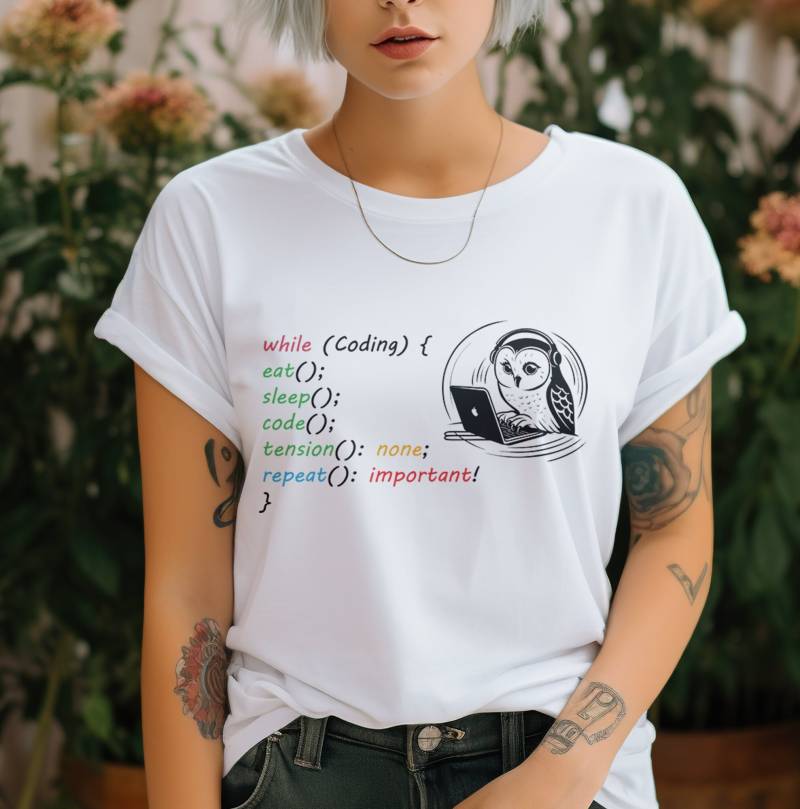 Programmer Shirt, Computer Geek, Computer Scientist T Shirt, Coder Shirt, Developer T-Shirt, Coding Clothing, Owl Lover Shirt, Coding Sayings von STstyleDesigns