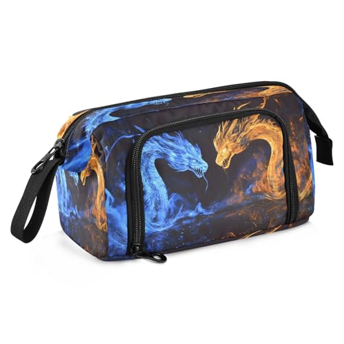 SUABO Federmäppchen mit großem Fassungsvermögen, Motiv: blauer Drache, oranger Drache, Federmäppchen, Schreibwaren, Büro, Organizer-Tasche für Jungen und Mädchen SUABO Federmäppchen mit großem Fassungsvermögen, Motiv: blauer Drache, oranger Drache, Federmäppchen, Schreibwaren, Büro, Organizer-Tasche für Jungen und Mädchen von SUABO