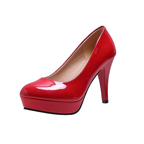 Damen Pumps Anzugschuhe Klassische High Heels Für Damen Mit Plateau Für Business Und Arbeit (Color : Red, Size : 39 EU) von SUABON