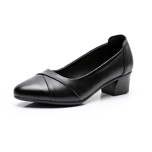 Damen Pumps Kleine Absatz Flache Sohle Elegant Schuhe Langlebig Sorgfältig Gemacht Komfort Und Modisch Klassische Basic Office Schuhe (Color : Black, Size : 35 EU) von SUABON