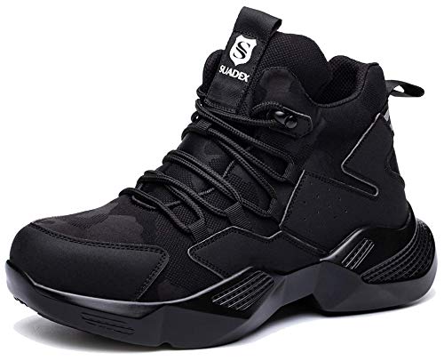 SUADEX Arbeitsschuhe Herren Sicherheitsschuhe S3 Damen Winter Hoch Sicherheitsstiefel Arbeitsschutzschuhe mit Stahlkappe 44 EU 4753 Schwarz von SUADEX