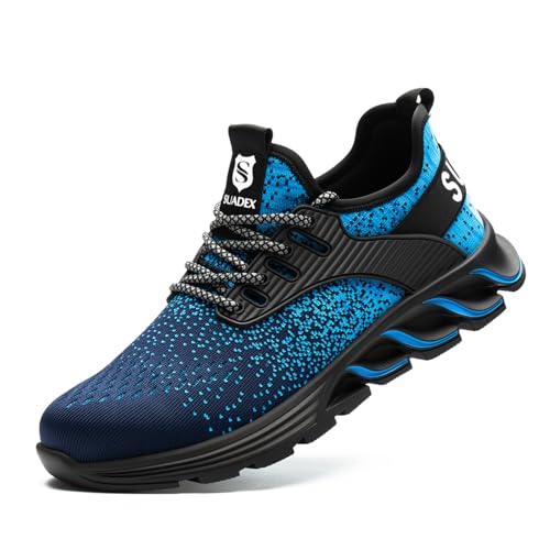 SUADEX Sicherheitsschuhe Arbeitsschuhe Herren Damen Leicht Arbeitsschutzschuhe Stahlkappenschuhe Atmungsaktiv mit Stahlkappe Blau 41 EU von SUADEX