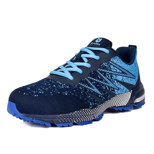 SUADEX Sicherheitsschuhe Arbeitsschuhe Herren Damen Leicht Atmungsaktiv Arbeitsschutzschuhe Stahlkappenschuhe mit Stahlkappe Blau 38 EU von SUADEX