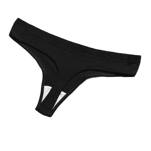 SUAVER 3 Pack Tanga Damen aus Bio-Baumwolle,Unterhosen Weich Atmungsaktive Unterwäsche Frauen Sexy Thong Panty (DE/NL/SE/PL, Alphanumerisch, L, Regular, Regular, Schwarz) von SUAVER