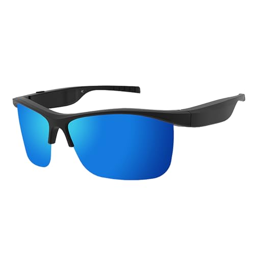 SUAVER AI Übersetzer Intelligente Brille,Bluetooth-Brille mit Lautsprecher Mikrofon,Wasserdichte Bluetooth Audio Sonnenbrille,Smart Glasses Musikwiedergabe Übersetzung (Blau) von SUAVER