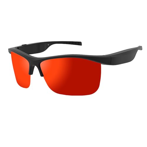 SUAVER AI Übersetzer Intelligente Brille,Bluetooth-Brille mit Lautsprecher Mikrofon,Wasserdichte Bluetooth Audio Sonnenbrille,Smart Glasses Musikwiedergabe Übersetzung (Rot) von SUAVER