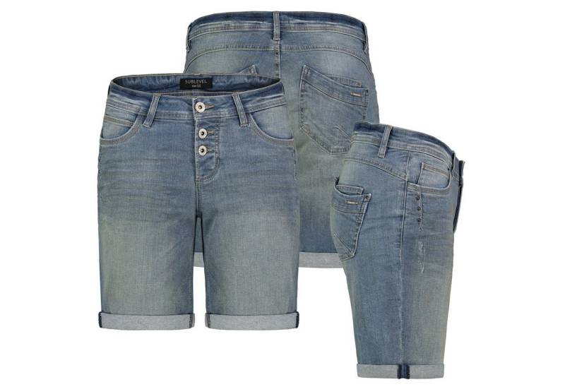 SUBLEVEL Bermudas Damen Jeans Shorts Bermuda Kurze Hose Shorts Short Denim Stretch Denim von SUBLEVEL