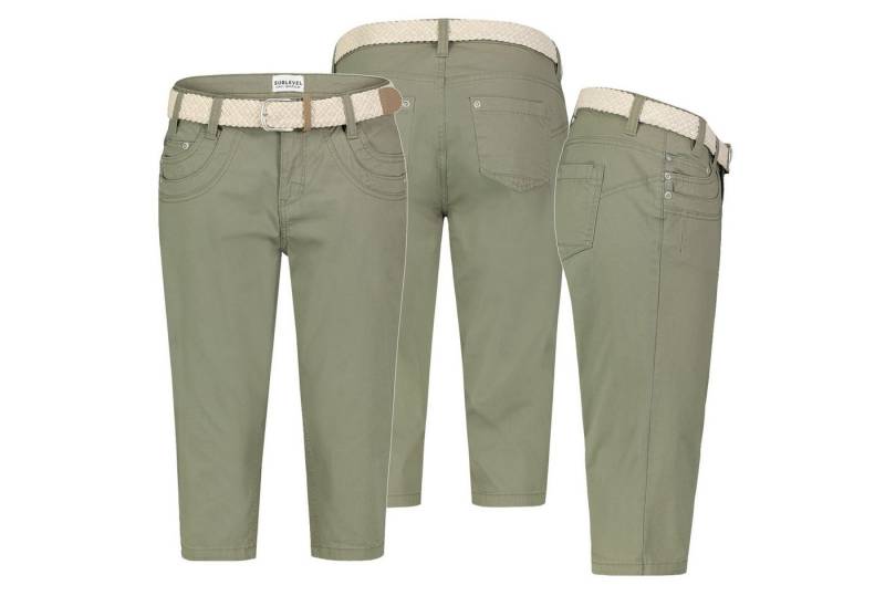 SUBLEVEL Bermudas Damen Short Bermuda 3/4 Hose Sommer Chino Stoff Hose mit Gürtel Capri von SUBLEVEL