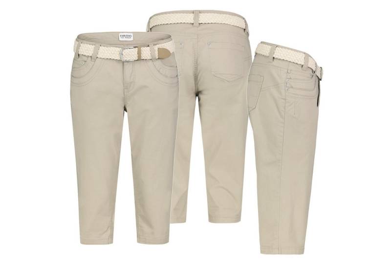 SUBLEVEL Bermudas Damen Short Bermuda 3/4 Hose Sommer Chino Stoff Hose mit Gürtel Capri von SUBLEVEL