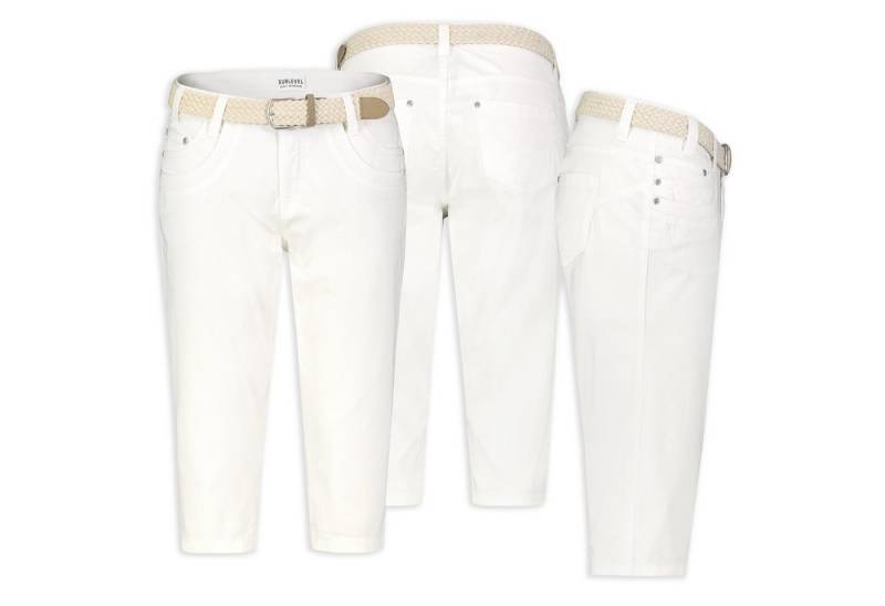 SUBLEVEL Bermudas Damen Short Bermuda 3/4 Hose Sommer Chino Stoff Hose mit Gürtel Capri von SUBLEVEL