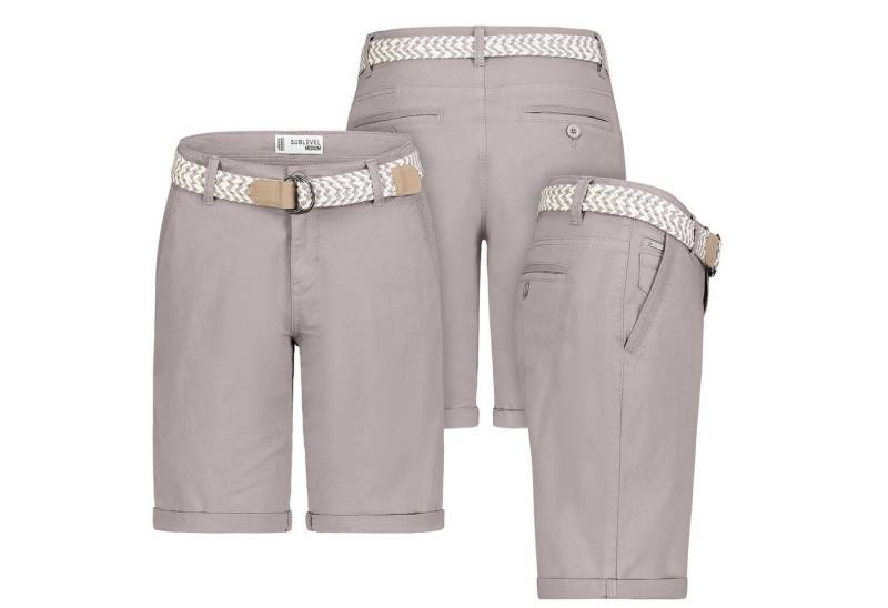 SUBLEVEL Bermudas Damen Short Bermuda kurze Hose Sommer Chino Short Stoff Hose Gürtel von SUBLEVEL