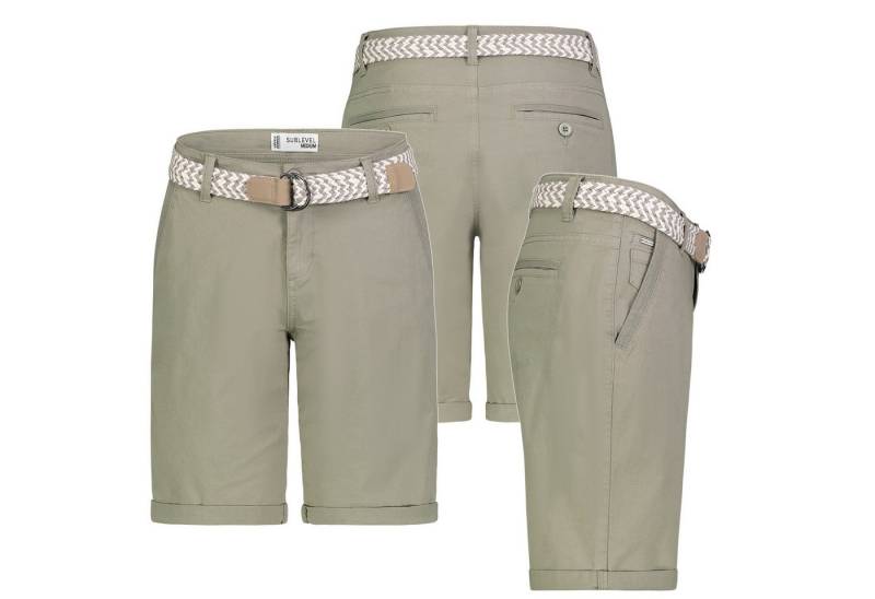 SUBLEVEL Bermudas Damen Short Bermuda kurze Hose Sommer Chino Stoff Hose mit Gürtel Chino Stoff Hose mit Gürtel von SUBLEVEL