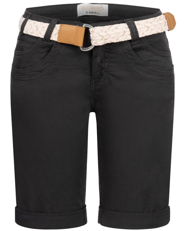 SUBLEVEL Bermudas Damen Short Bermuda kurze Hose Sommer Chino Short Stoff Hose Gürtel von SUBLEVEL