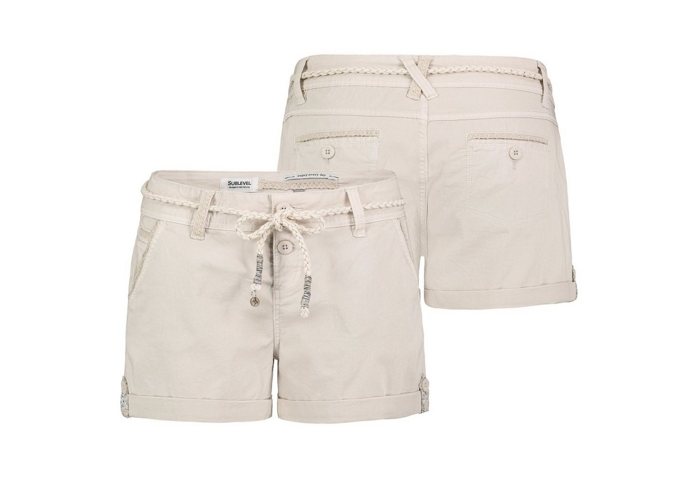 SUBLEVEL Bermudas Damen Short Bermuda kurze Hose Sommer Chino Stoff Hotpants mit Gürtel von SUBLEVEL