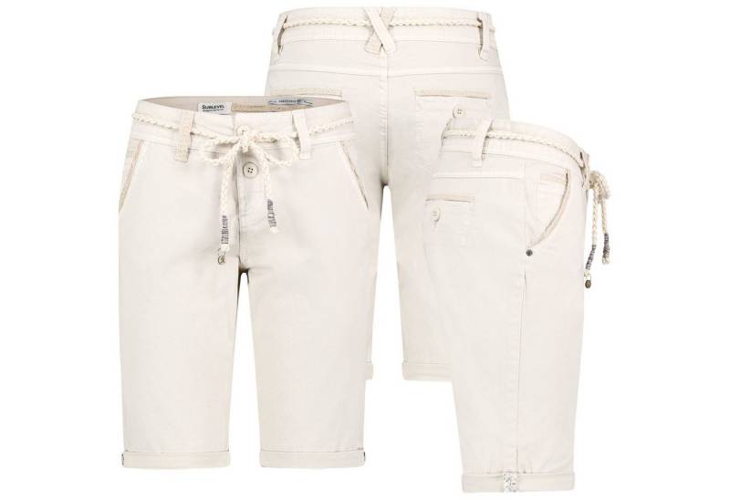 SUBLEVEL Bermudas Damen Short Bermuda kurze Hose Sommer Chino Stoff knielang mit Gürtel von SUBLEVEL