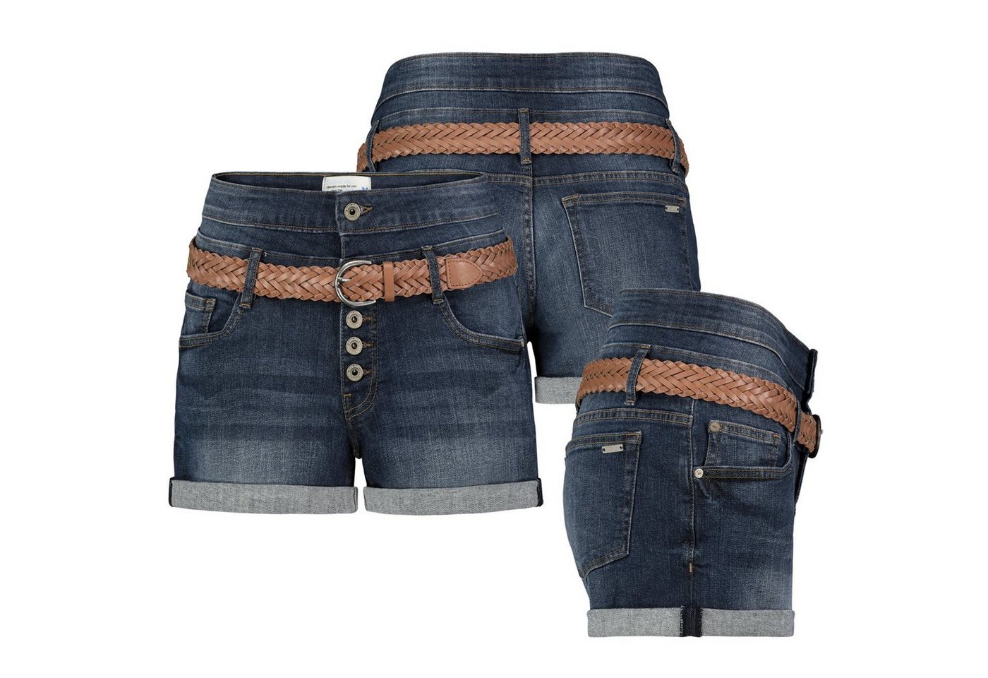 SUBLEVEL Bermudas Jeans Shorts Bermuda Kurze Hose Short Denim Stretch Hotpants + Gürtel von SUBLEVEL