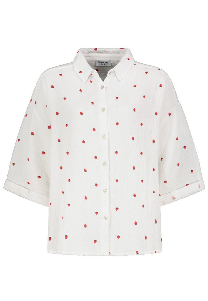 SUBLEVEL Blusenshirt Trendiges Design mit Leo Muster und Knöpfen Print Shirt Blouse von SUBLEVEL