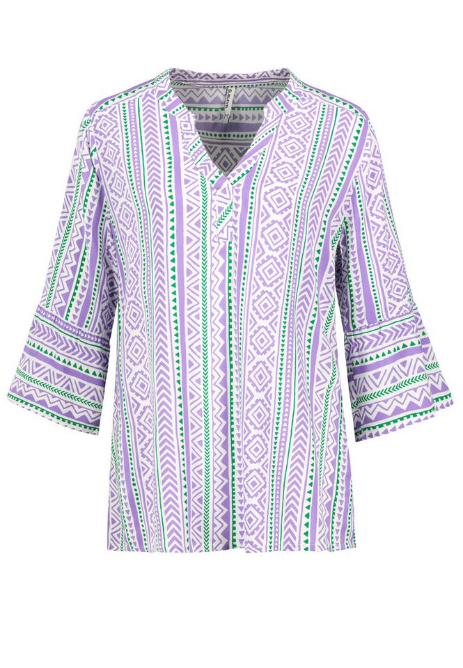 SUBLEVEL Blusenshirt Ethnomuster, Drei-Viertel-Ärmel, V-Ausschnitt Boho-Ethno-Tunika von SUBLEVEL
