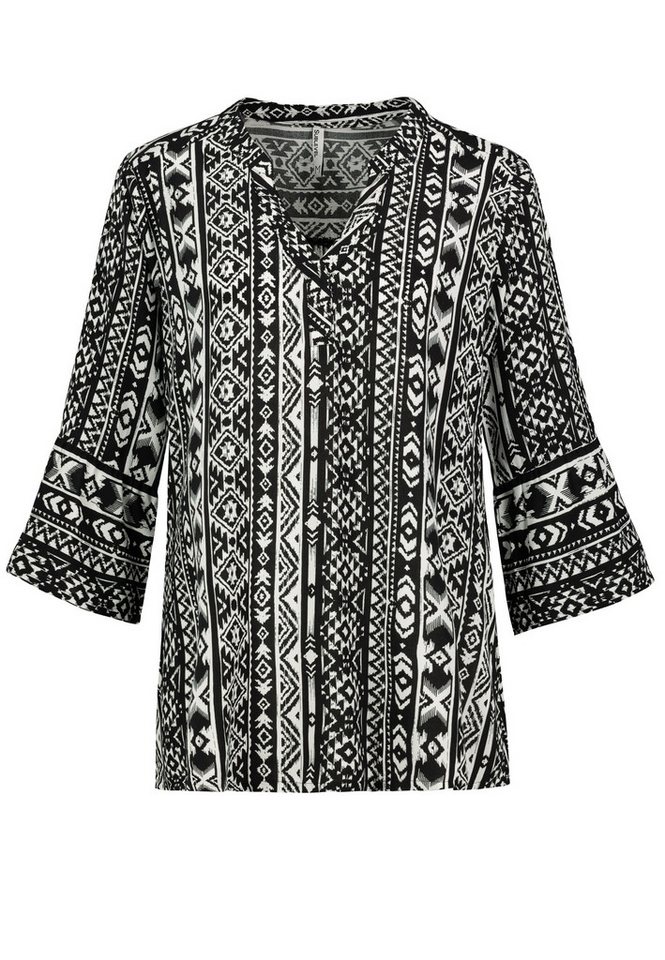 SUBLEVEL Blusenshirt Ethnomuster, Drei-Viertel-Ärmel, V-Ausschnitt Boho-Ethno-Tunika von SUBLEVEL