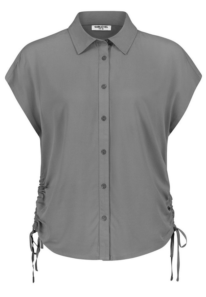 SUBLEVEL Blusenshirt Kurzärmeliges Hemd mit Kragen und Seitenschnürung Leger Blouse von SUBLEVEL