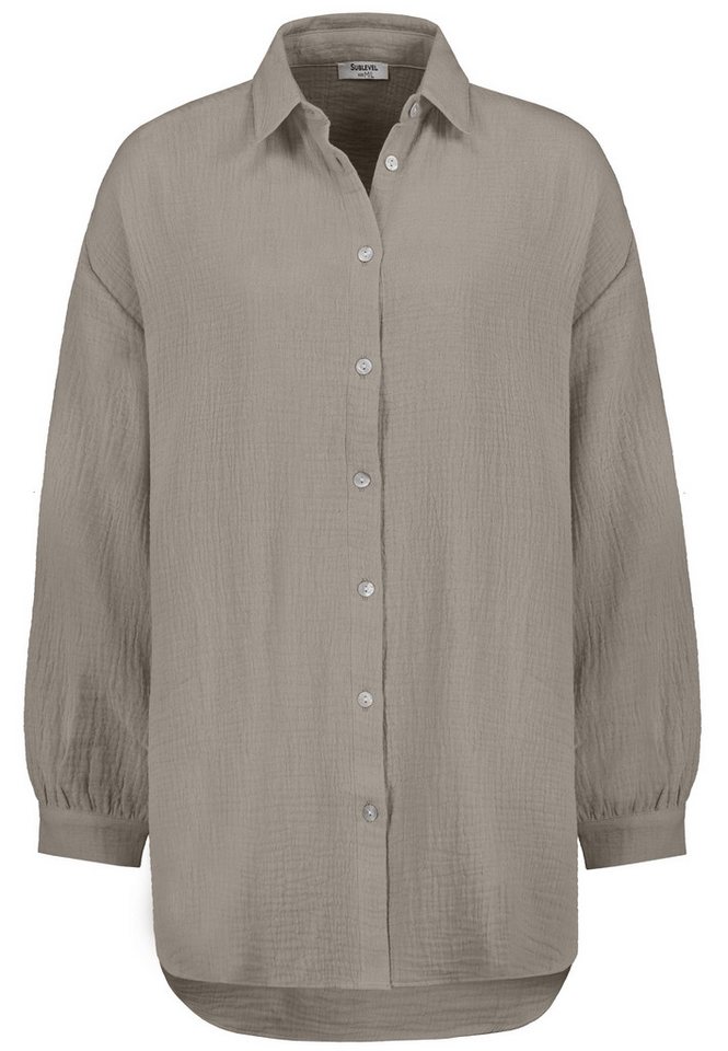 SUBLEVEL Blusenshirt Oversize langram Bluse mit Knopfleiste Crepe Bluse von SUBLEVEL