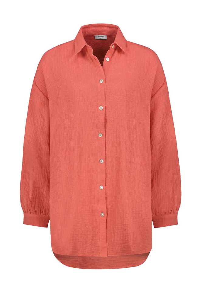 SUBLEVEL Blusenshirt Leinenhemd mit Knopfleiste und Brusttasche Crepe Bluse von SUBLEVEL