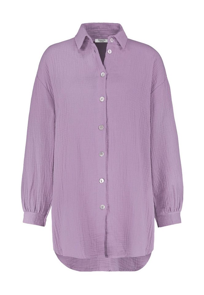 SUBLEVEL Blusenshirt Leinenhemd mit Knopfleiste und Brusttasche Crepe Bluse von SUBLEVEL
