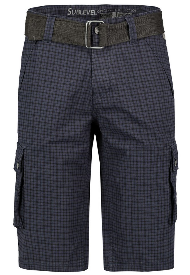 SUBLEVEL Cargoshorts Kariertes Design mit Capri Style Karierte Cargoshorts von SUBLEVEL