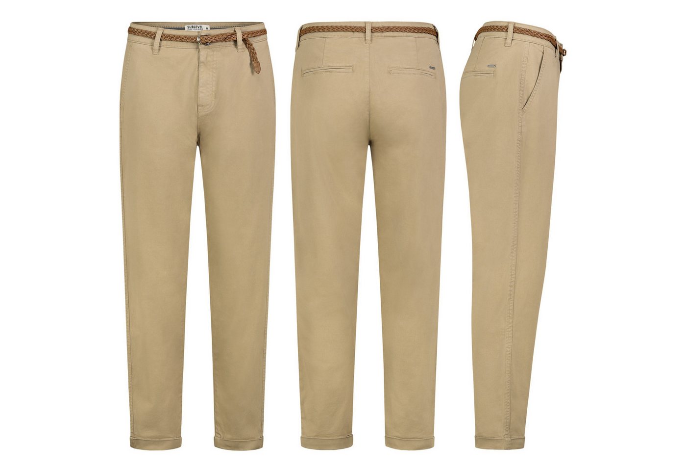 SUBLEVEL Chinos Damen Chino Hose Stoffhose inkl.Gürtel Businesshose Freizit Chinohose von SUBLEVEL