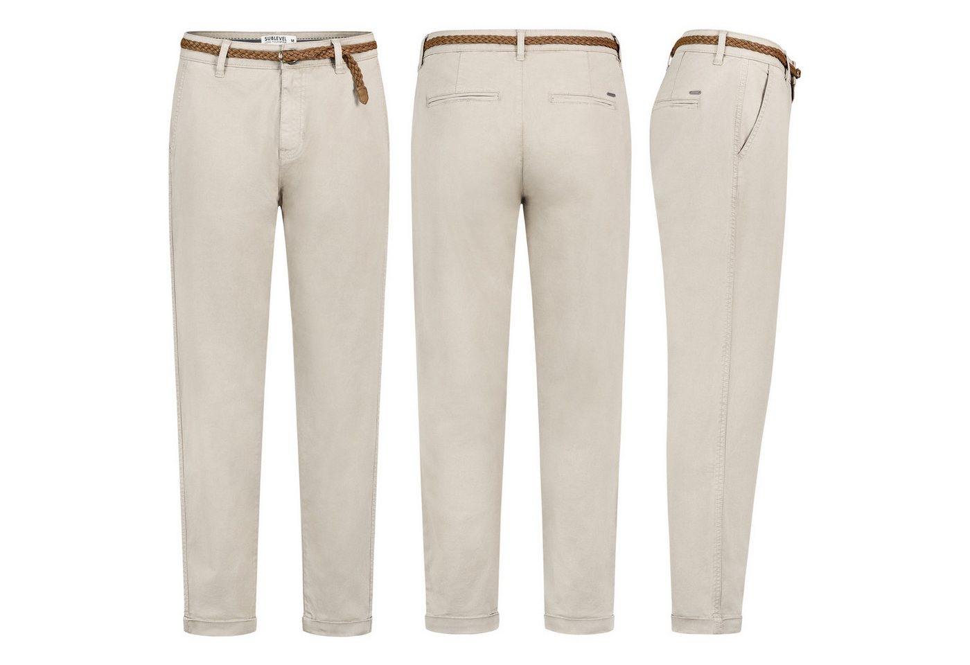 SUBLEVEL Chinos Damen Chino Hose Stoffhose inkl.Gürtel Businesshose Freizit Chinohose von SUBLEVEL