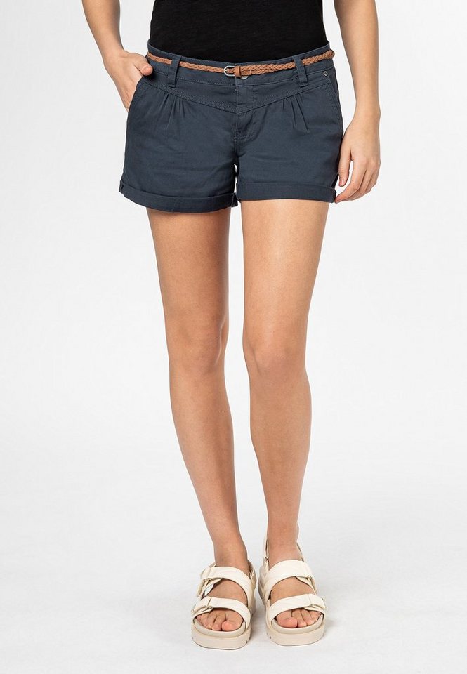 SUBLEVEL Chinoshorts Damen Stretch-Shorts mit Flechtgürtel Sommerhose, Bermudashorts, kurze Chinohose von SUBLEVEL