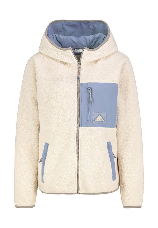 SUBLEVEL Fleecejacke Damen Outdoorfleecejacke mit Brusttasche und Kapuz Outdoorjacke Kuscheljacke von SUBLEVEL