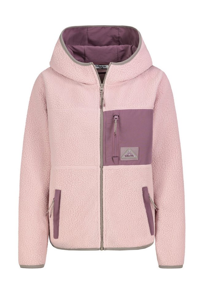 SUBLEVEL Fleecejacke Damen Outdoorfleecejacke mit Brusttasche und Kapuz Outdoorjacke Kuscheljacke von SUBLEVEL