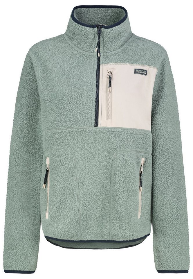 SUBLEVEL Fleecejacke Damen Teddyfleece Kuschelig Übergangsjacke Jacke Outdoor Jacke Stehkragen, Kapuze, flauschig, kuschelig, warm, Outdoor von SUBLEVEL