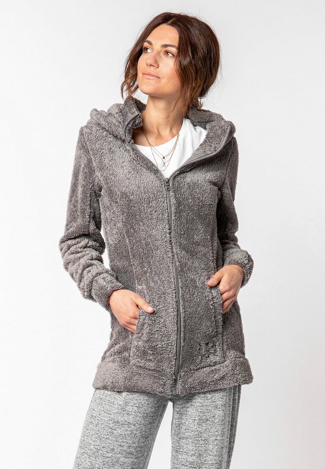 SUBLEVEL Fleecejacke Flauschiger Fleecemantel mit Kapuze von SUBLEVEL