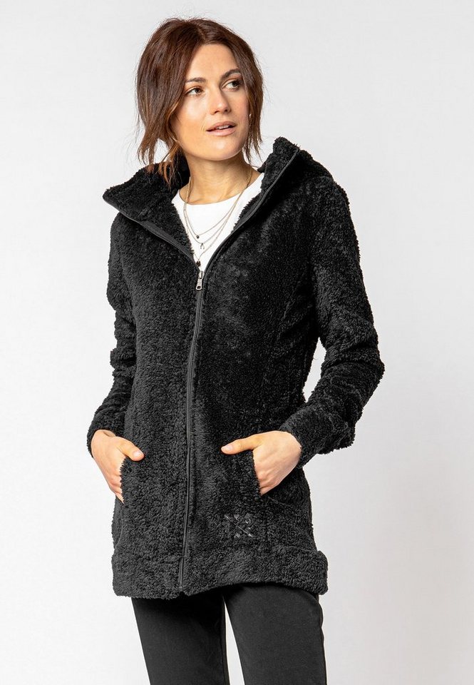 SUBLEVEL Fleecejacke Flauschiger Fleecemantel mit Kapuze von SUBLEVEL