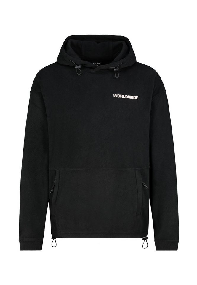 SUBLEVEL Fleecejacke Herren Kapuzenpullover Fleece Worldwide Sweater, Kapuzensweatshirt, mit Kapuze, Oversized, Leistentasche von SUBLEVEL