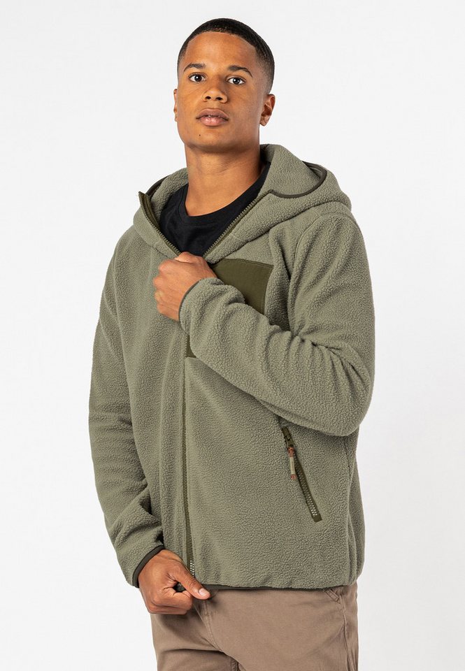 SUBLEVEL Fleecejacke Herren Teddyfleecejacke mit Brusttasche und Kapuze Fleecejacke Outdoorjacke Kuscheljacke von SUBLEVEL