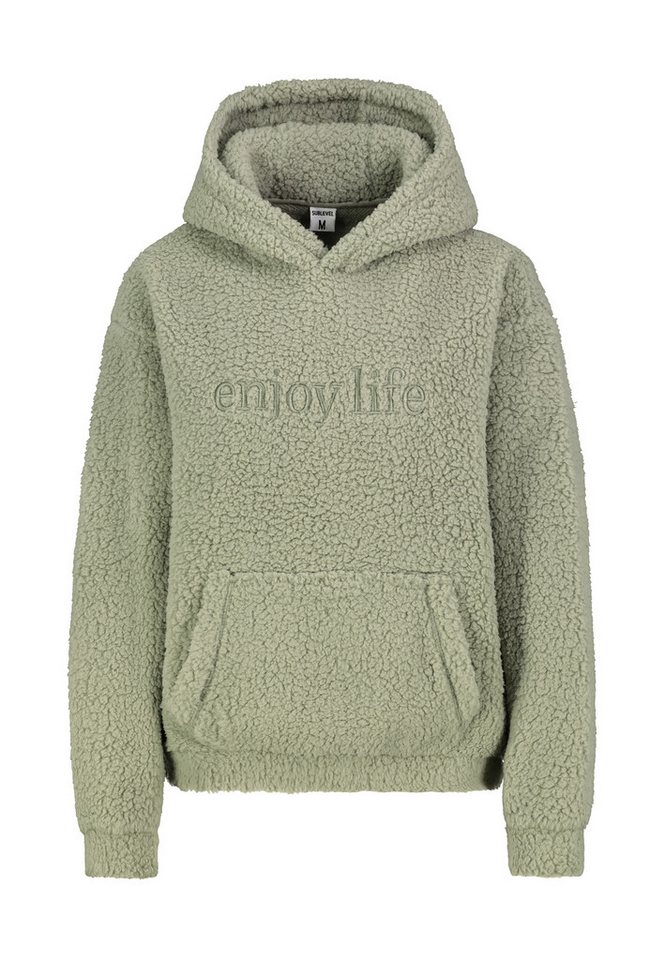 SUBLEVEL Fleecepullover Damen Teddyfleece Hoodie mit Kapuze und Stickerei Fleece Hoodie, Kapuzenpullover, Kängurutaschen von SUBLEVEL